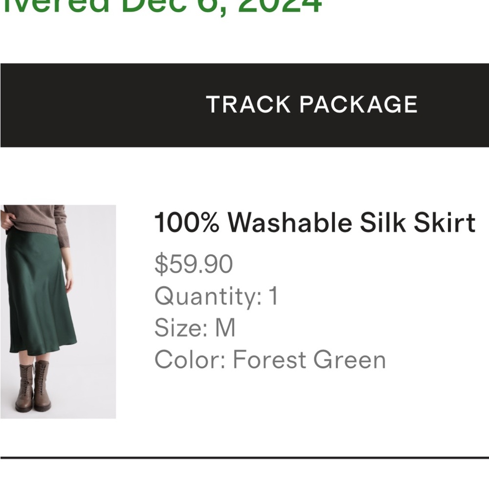 Quince 100% Washable Silk Skirt - Forest Green